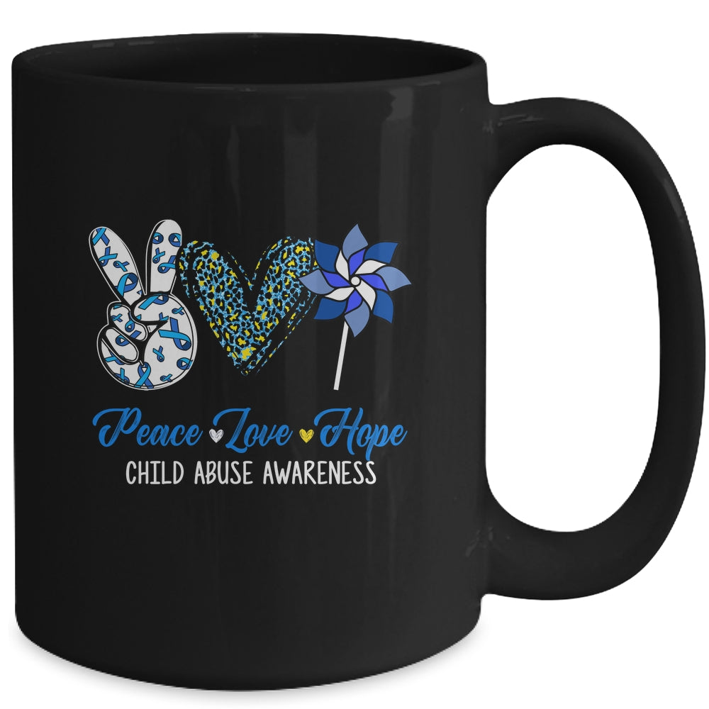 Pinwheel Peace Love Hope Child Abuse Prevention Awareness Mug | siriusteestore