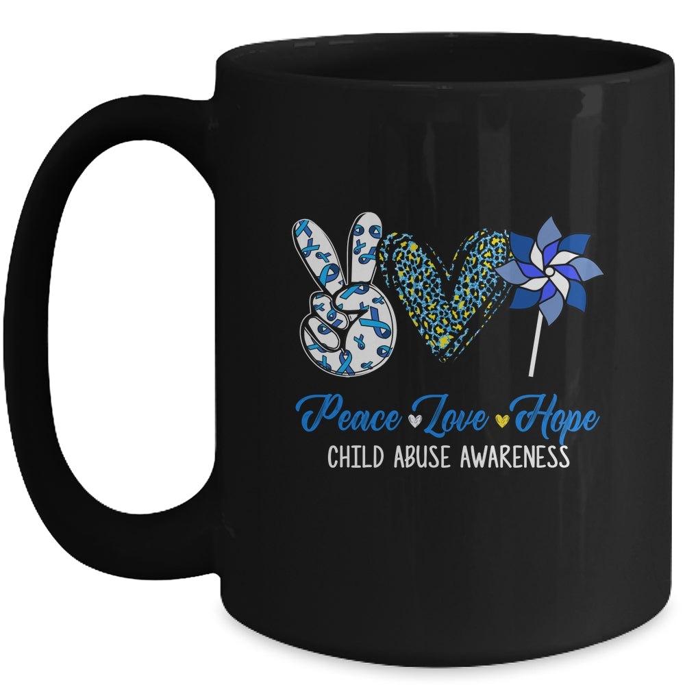 Pinwheel Peace Love Hope Child Abuse Prevention Awareness Mug | siriusteestore