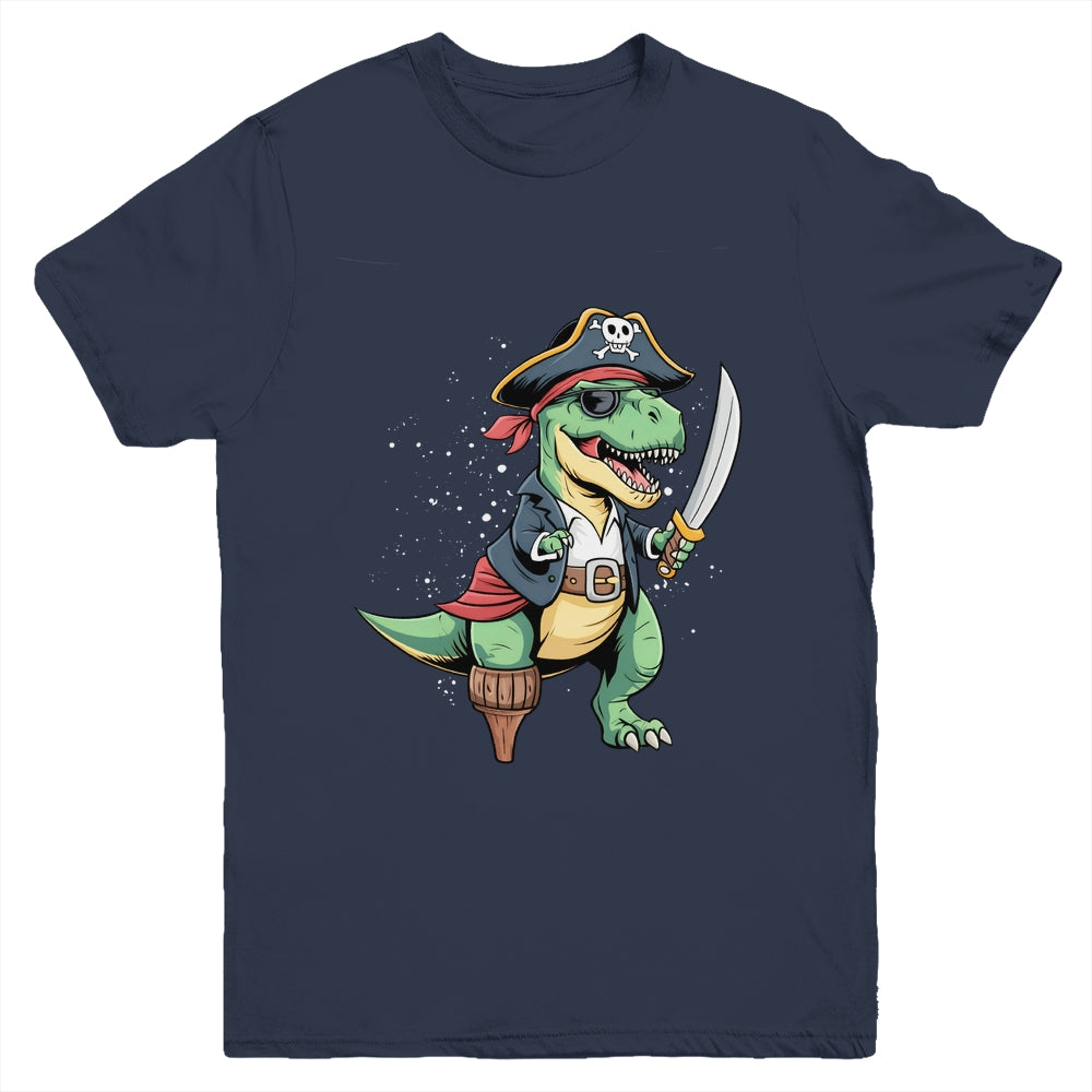 Pirate Dinosaur T Rex Funny Tyrannosaurus Halloween Costume Youth Shirt | siriusteestore