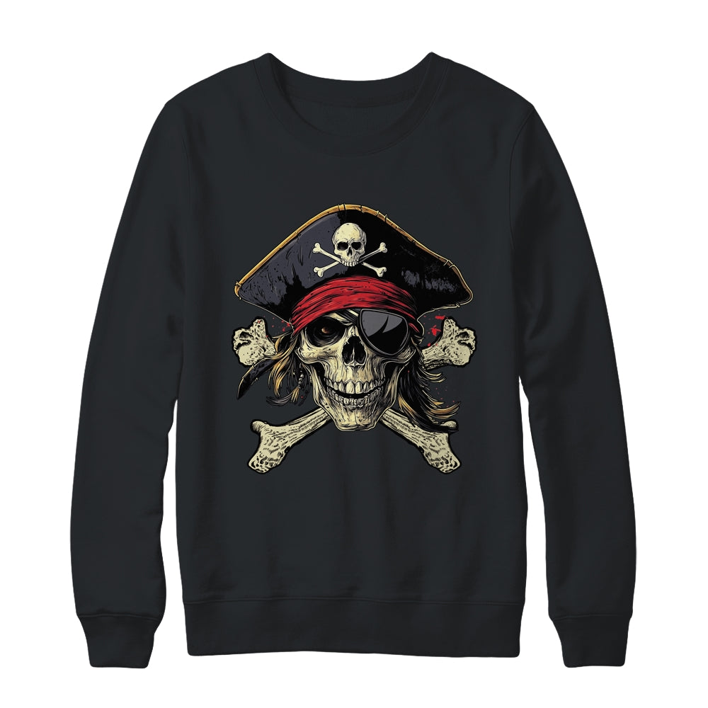 Pirate Skull Crossbones Halloween Costume Buccaneer Men Boy Shirt & Sweatshirt | siriusteestore