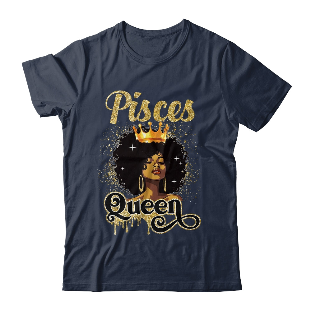 Pisces Queen Birthday Afro Girls Black Zodiac Birthday Shirt & Tank Top | siriusteestore