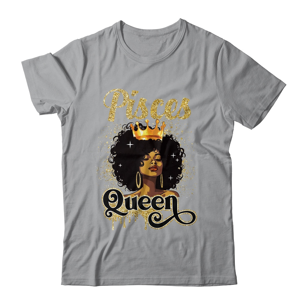 Pisces Queen Birthday Afro Girls Black Zodiac Birthday Shirt & Tank Top | siriusteestore