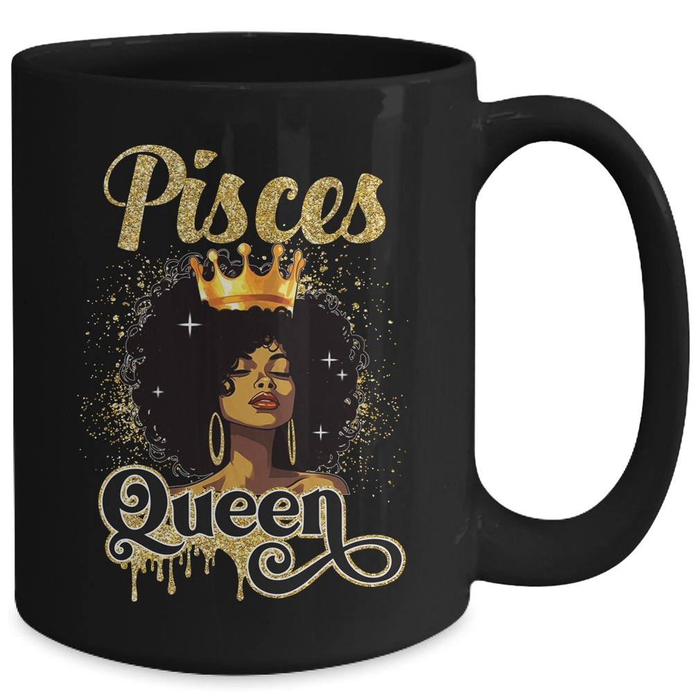 Pisces Queen Birthday Afro Girls Black Zodiac Birthday Mug | siriusteestore