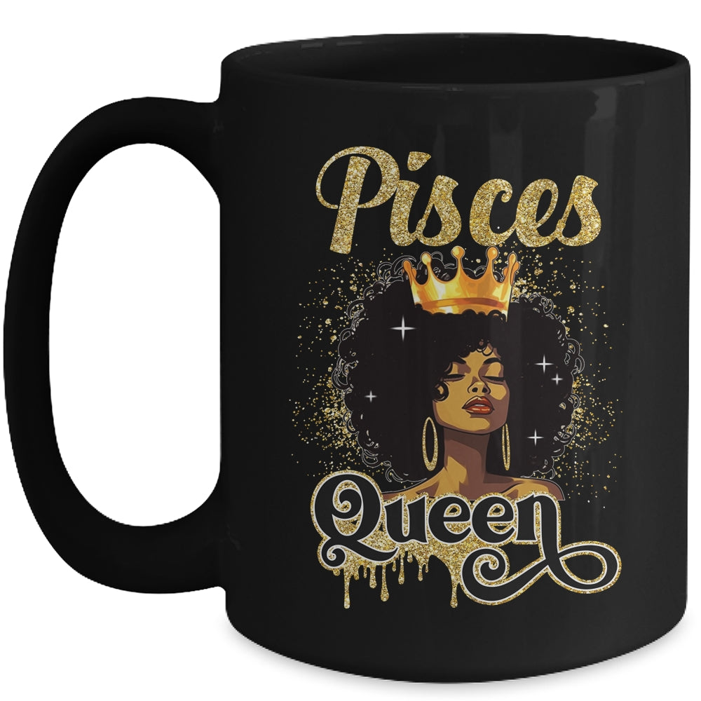 Pisces Queen Birthday Afro Girls Black Zodiac Birthday Mug | siriusteestore