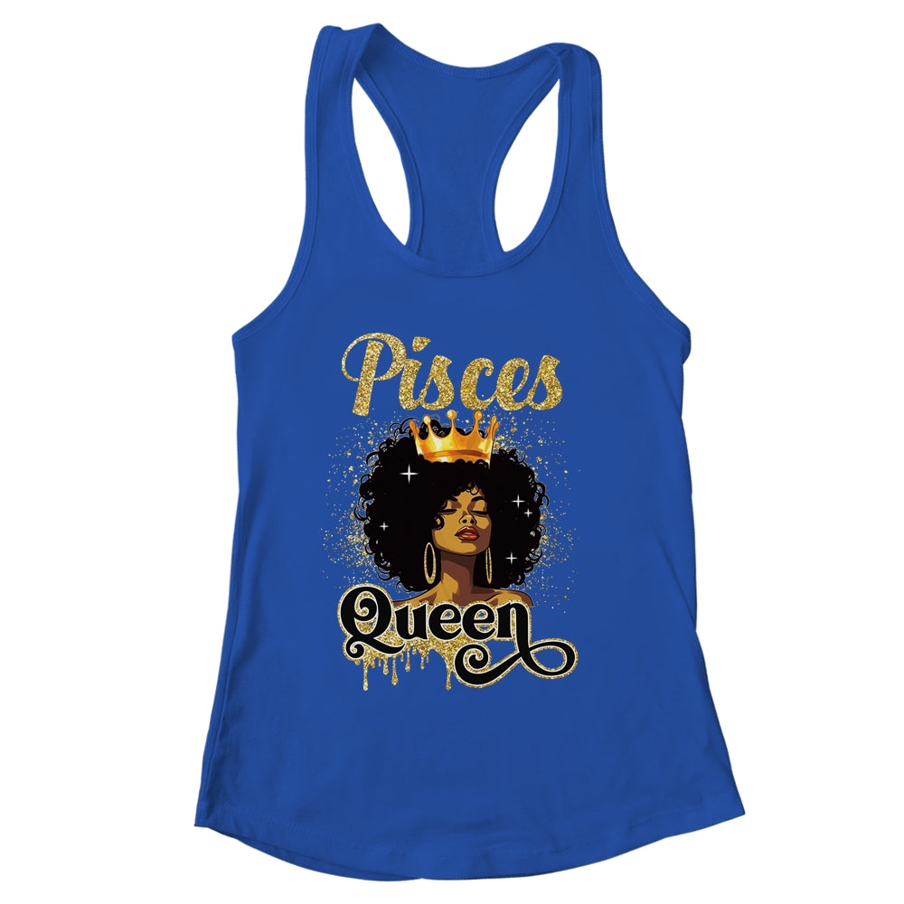 Pisces Queen Birthday Afro Girls Black Zodiac Birthday Shirt & Tank Top | siriusteestore