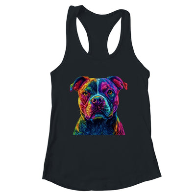 Pitbull Dog Colorful Face Dog Lover Men Women Shirt & Tank Top | siriusteestore