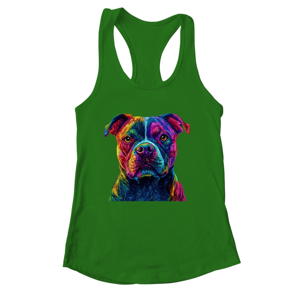 Pitbull Dog Colorful Face Dog Lover Men Women Shirt & Tank Top | siriusteestore