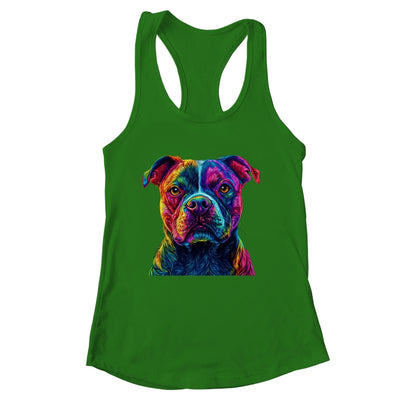 Pitbull Dog Colorful Face Dog Lover Men Women Shirt & Tank Top | siriusteestore