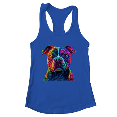 Pitbull Dog Colorful Face Dog Lover Men Women Shirt & Tank Top | siriusteestore