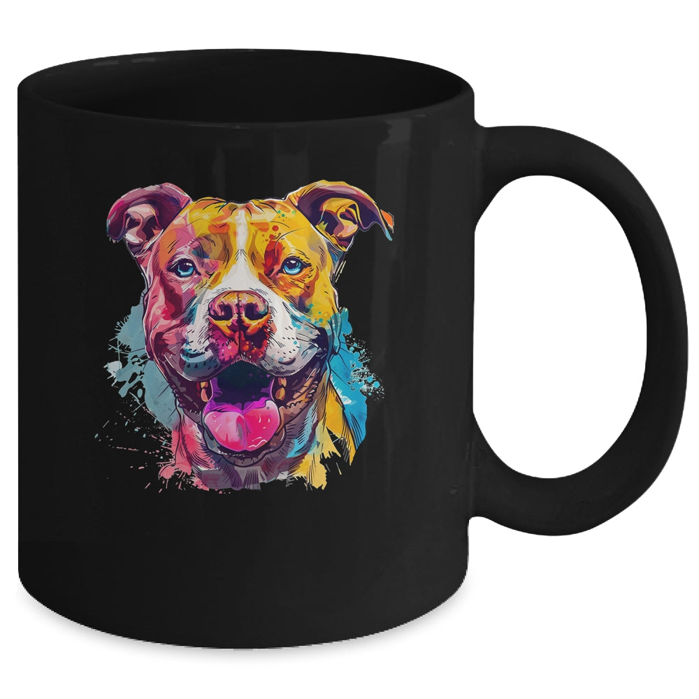 Pitbull Mom Lover Puppy Dog Watercolor Tie Dye Painting Mug | siriusteestore
