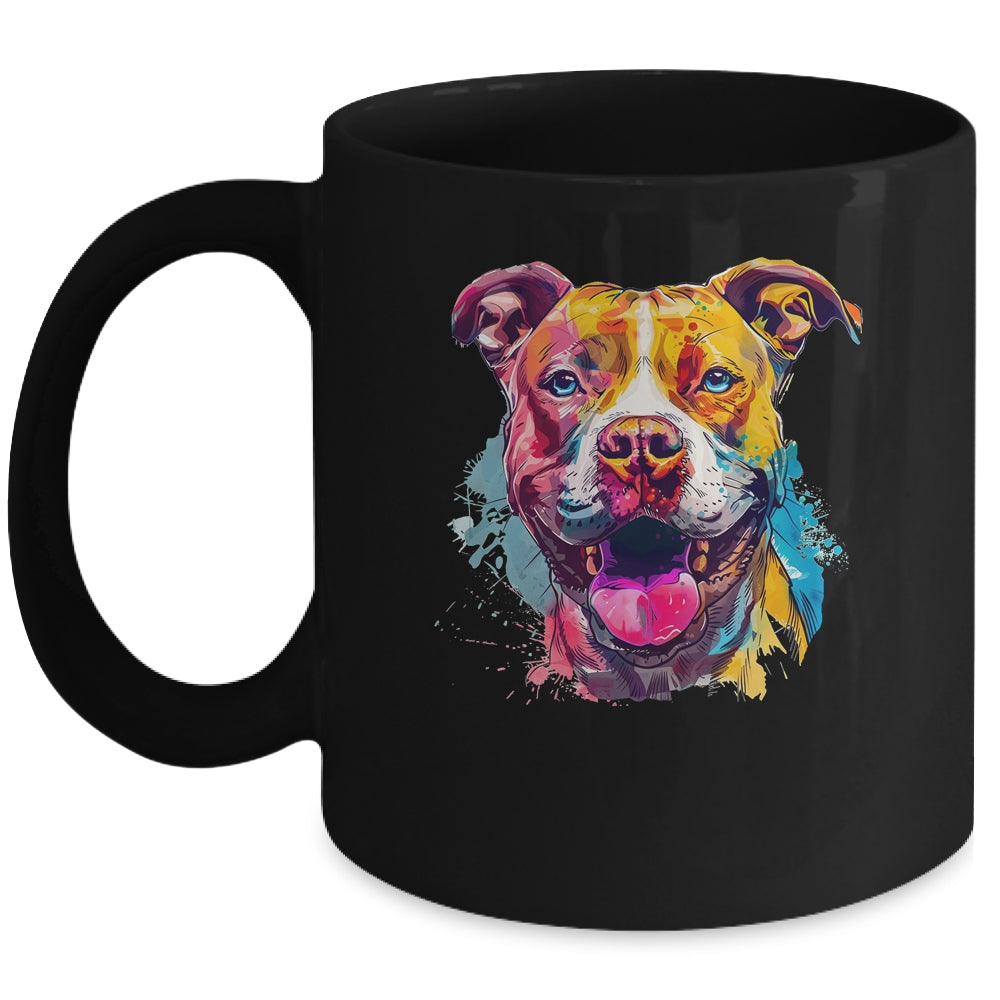Pitbull Mom Lover Puppy Dog Watercolor Tie Dye Painting Mug | siriusteestore