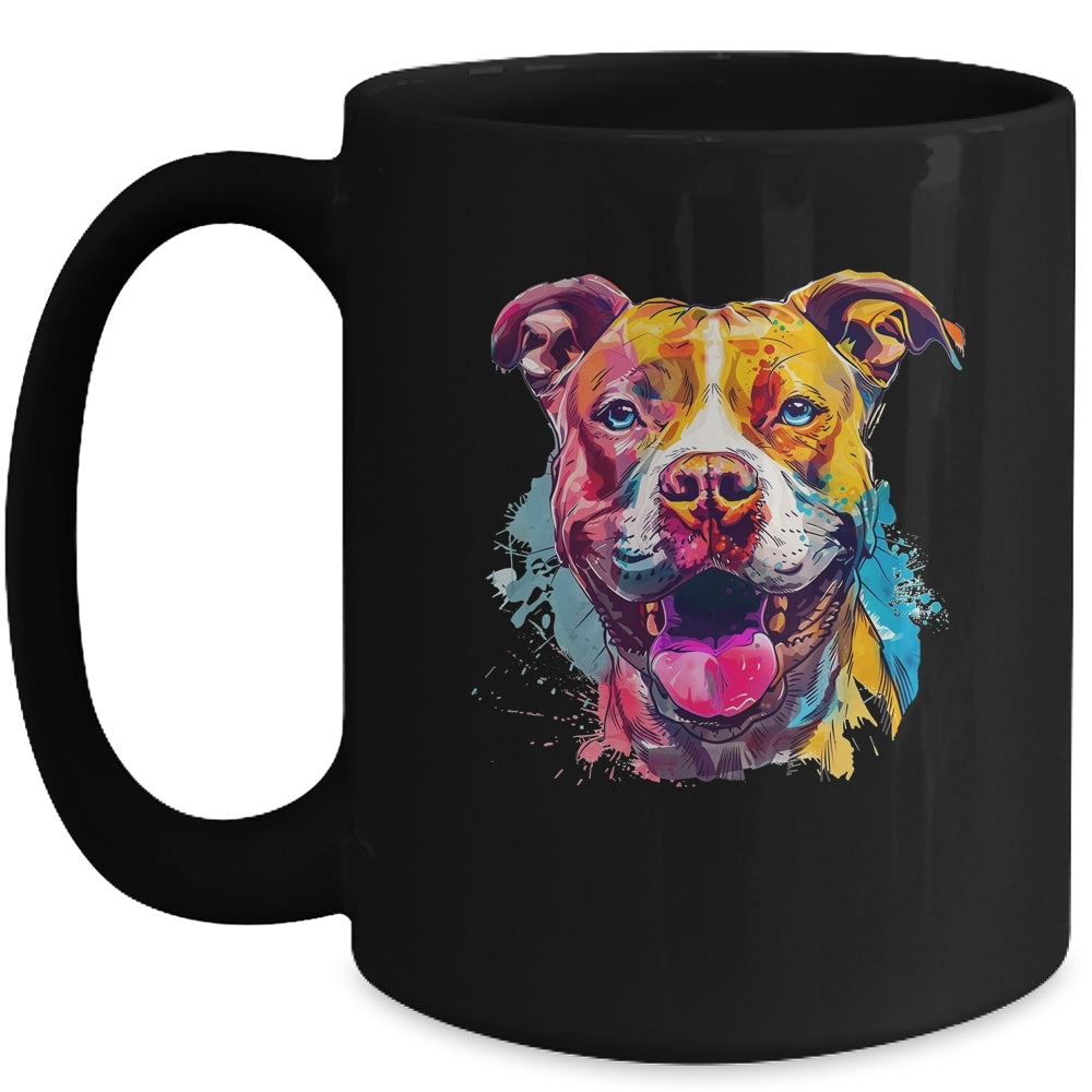 Pitbull Mom Lover Puppy Dog Watercolor Tie Dye Painting Mug | siriusteestore