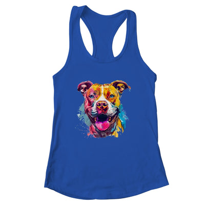 Pitbull Mom Lover Puppy Dog Watercolor Tie Dye Painting Shirt & Tank Top | siriusteestore