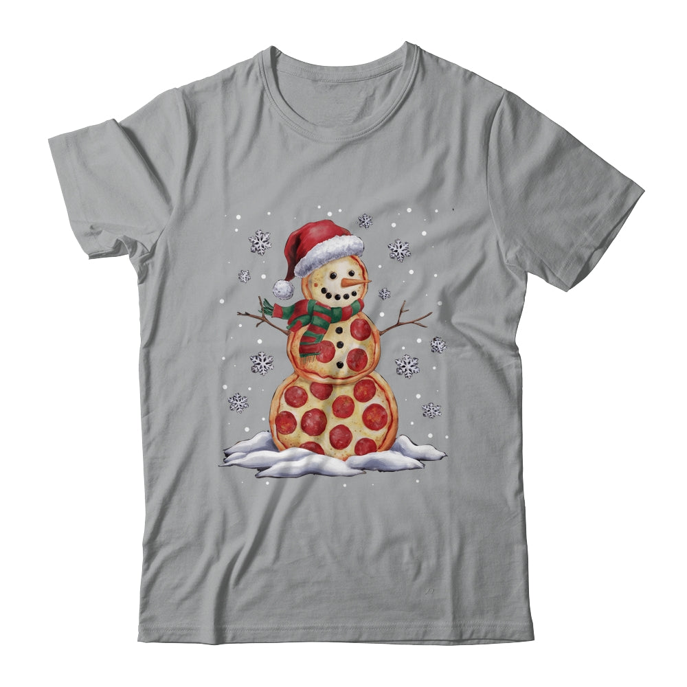 Pizza Snowman Santa Hat Christmas Pizza Party Funny Xmas Shirt & Sweatshirt | siriusteestore