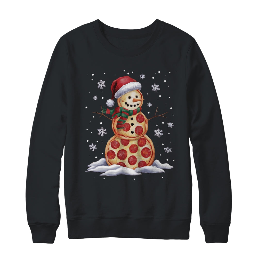 Pizza Snowman Santa Hat Christmas Pizza Party Funny Xmas Shirt & Sweatshirt | siriusteestore