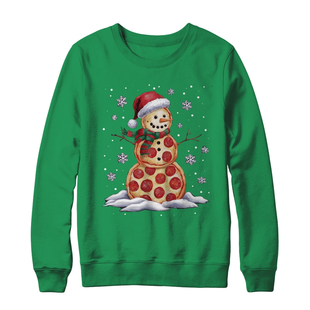 Pizza Snowman Santa Hat Christmas Pizza Party Funny Xmas Shirt & Sweatshirt | siriusteestore