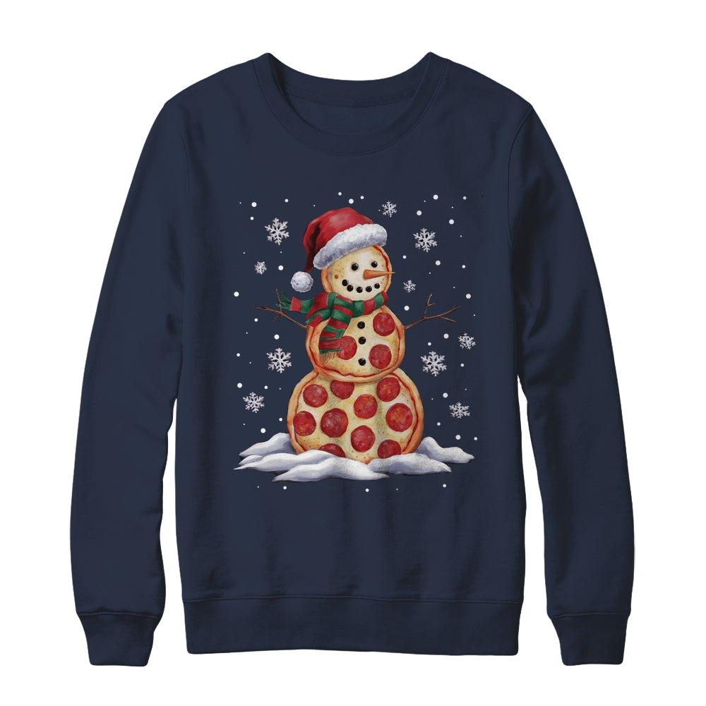 Pizza Snowman Santa Hat Christmas Pizza Party Funny Xmas Shirt & Sweatshirt | siriusteestore