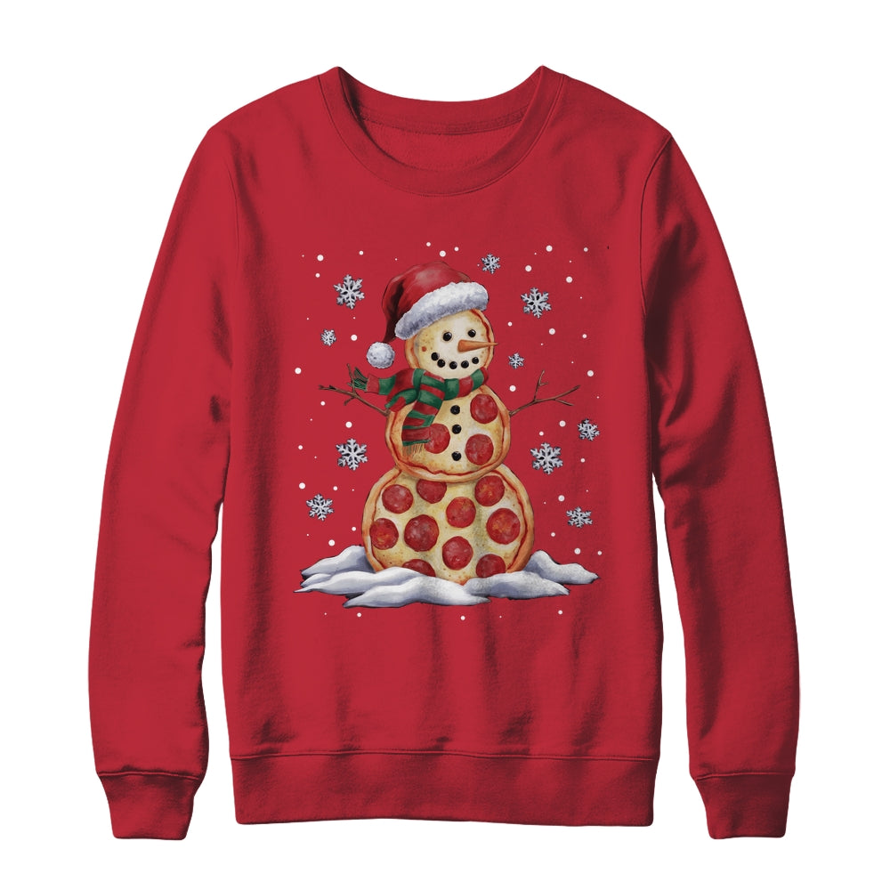 Pizza Snowman Santa Hat Christmas Pizza Party Funny Xmas Shirt & Sweatshirt | siriusteestore