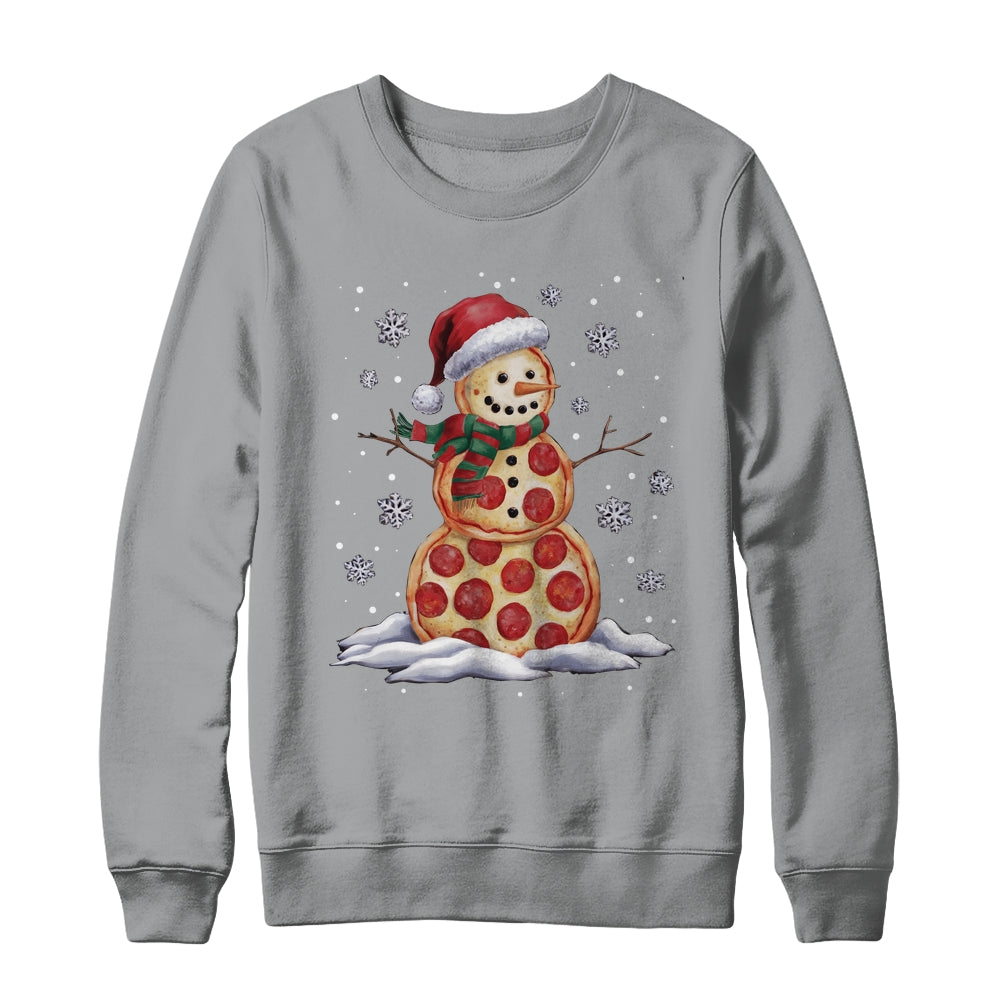 Pizza Snowman Santa Hat Christmas Pizza Party Funny Xmas Shirt & Sweatshirt | siriusteestore