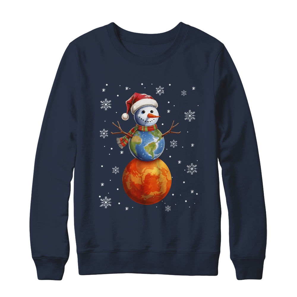 Planets Snowman Space Funny Christmas Astronomy Kids Men Shirt & Sweatshirt | siriusteestore