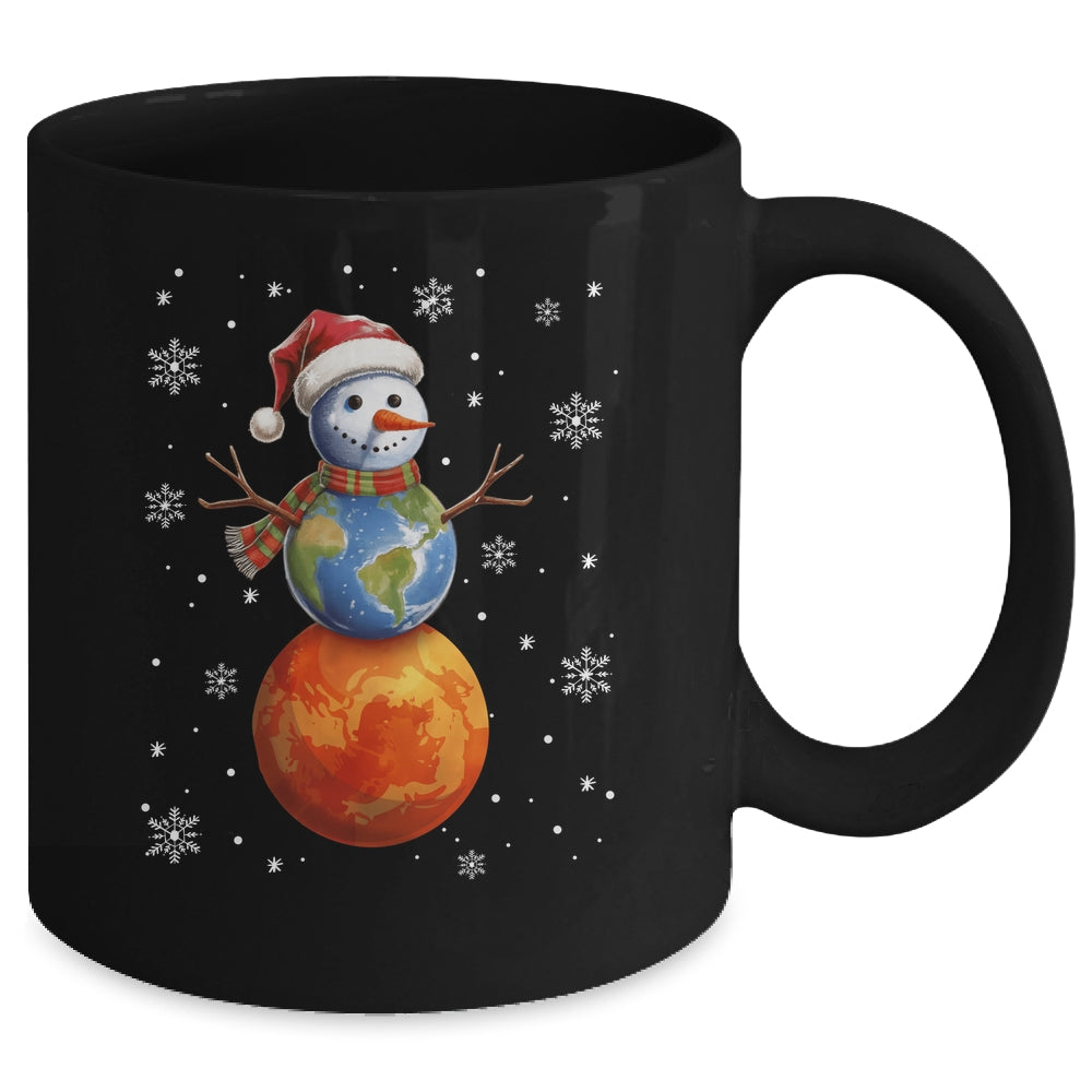 Planets Snowman Space Funny Christmas Astronomy Kids Men Mug | siriusteestore