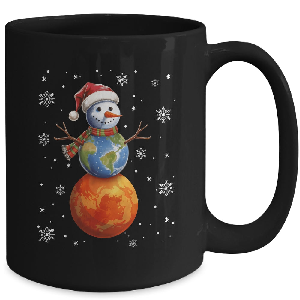 Planets Snowman Space Funny Christmas Astronomy Kids Men Mug | siriusteestore