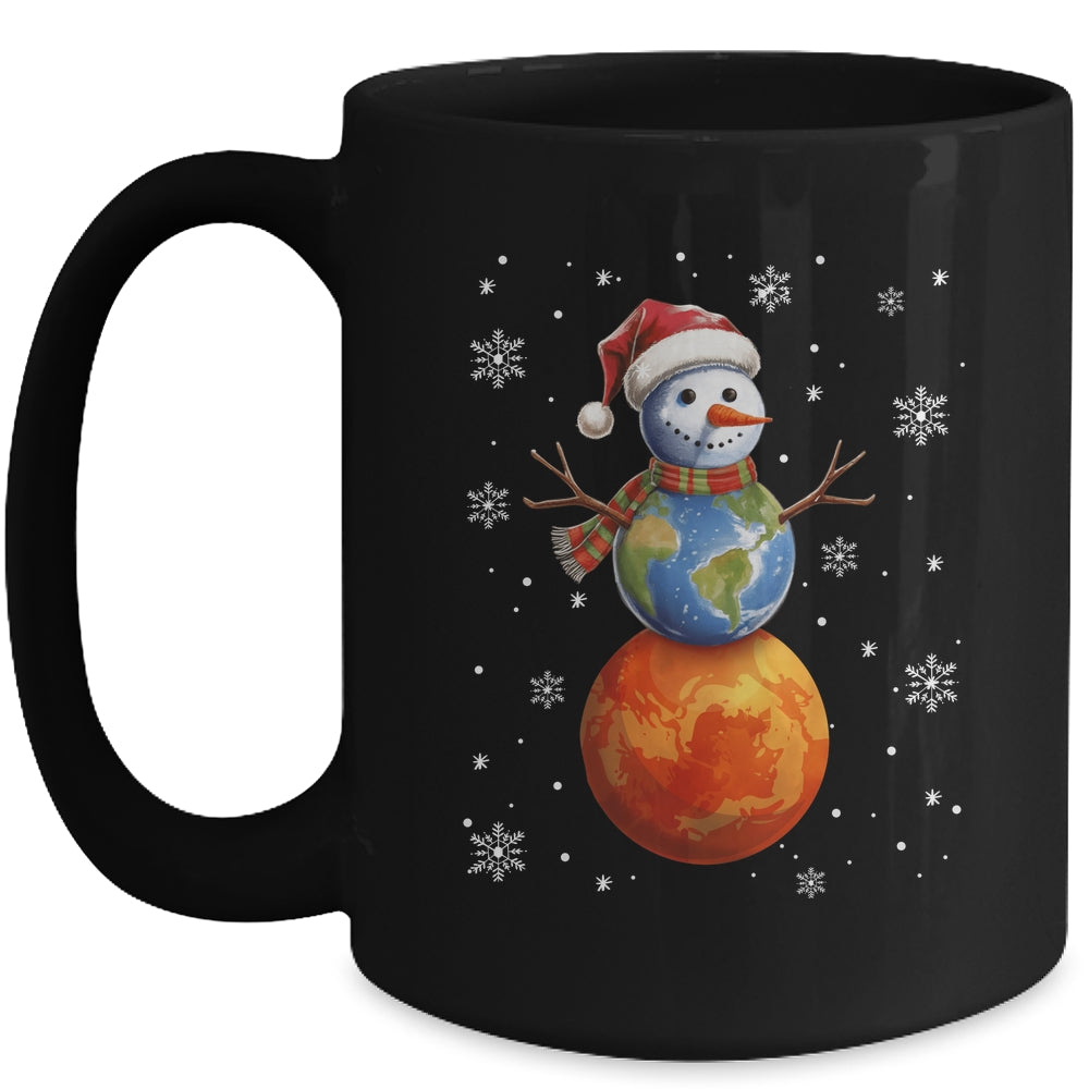Planets Snowman Space Funny Christmas Astronomy Kids Men Mug | siriusteestore