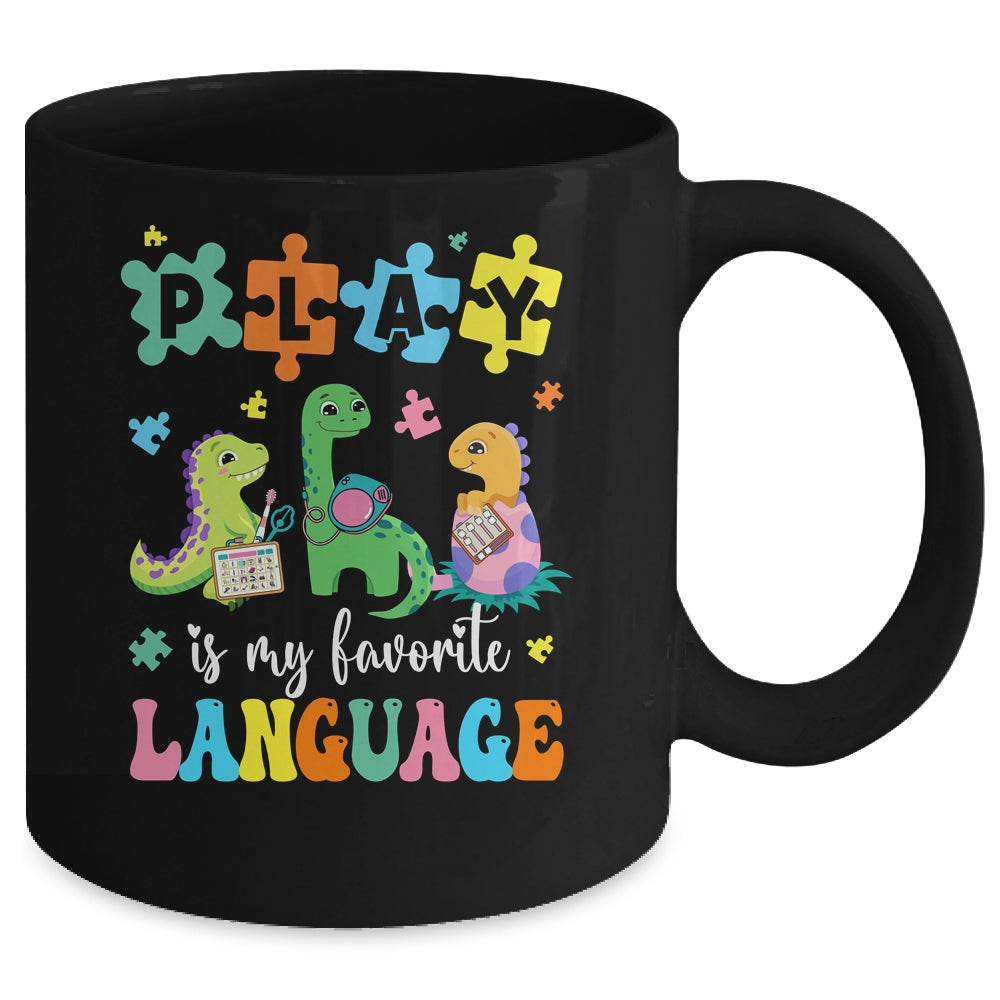 Play Is My Favorite Language Dinosaurs Speech Therapy SLP Mug | siriusteestore