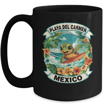 Playa Del Carmen Mexico Cute Sea Turtle Surfing Summer Vacation Mug | siriusteestore