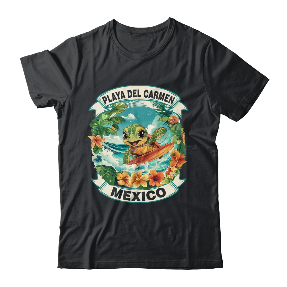 Playa Del Carmen Mexico Cute Sea Turtle Surfing Summer Vacation Shirt & Tank Top | siriusteestore