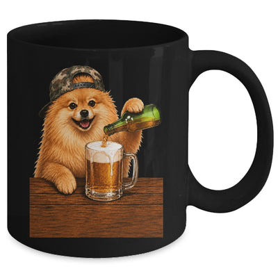 Pomeranian Drinking Beer Funny Fathers Day Dog Meme Mug | siriusteestore