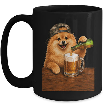 Pomeranian Drinking Beer Funny Fathers Day Dog Meme Mug | siriusteestore