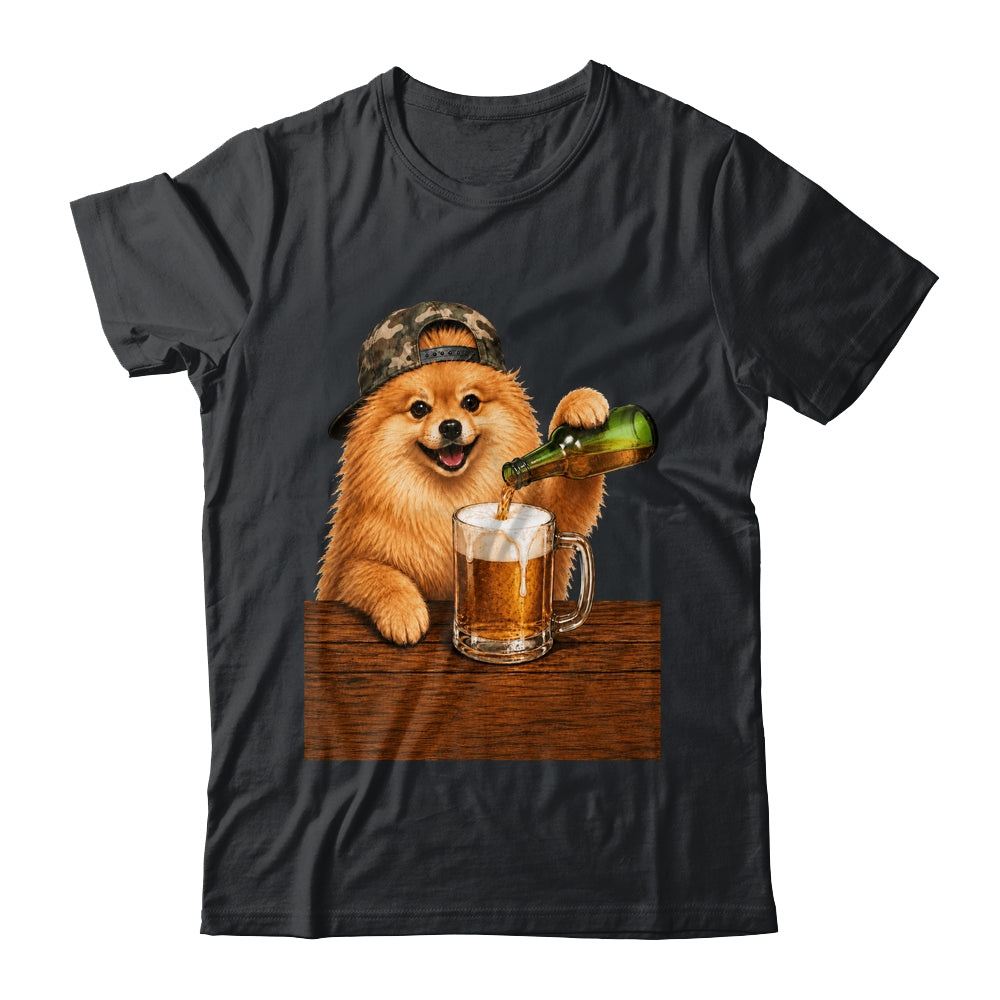 Pomeranian Drinking Beer Funny Fathers Day Dog Meme Shirt & Hoodie | siriusteestore