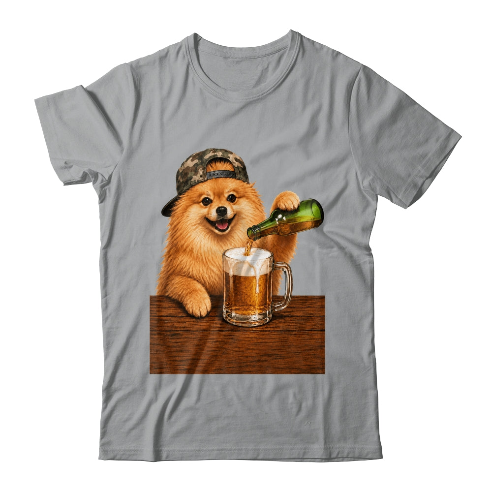 Pomeranian Drinking Beer Funny Fathers Day Dog Meme Shirt & Hoodie | siriusteestore
