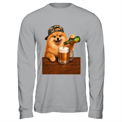 Pomeranian Drinking Beer Funny Fathers Day Dog Meme Shirt & Hoodie | siriusteestore