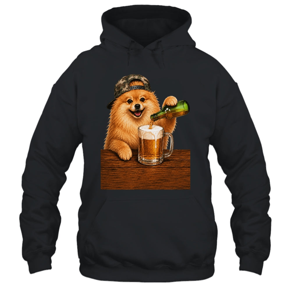 Pomeranian Drinking Beer Funny Fathers Day Dog Meme Shirt & Hoodie | siriusteestore