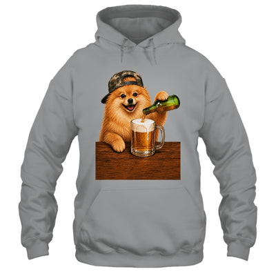 Pomeranian Drinking Beer Funny Fathers Day Dog Meme Shirt & Hoodie | siriusteestore