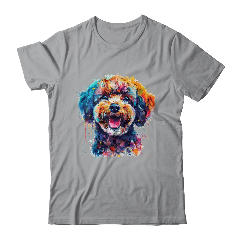 Poodle Mom Lover Puppy Dog Watercolor Tie Dye Painting Shirt & Tank Top | siriusteestore