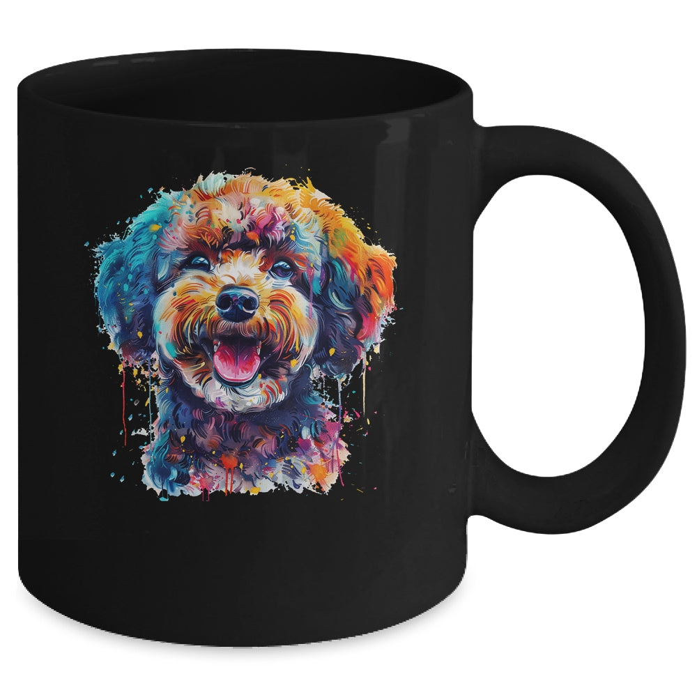 Poodle Mom Lover Puppy Dog Watercolor Tie Dye Painting Mug | siriusteestore