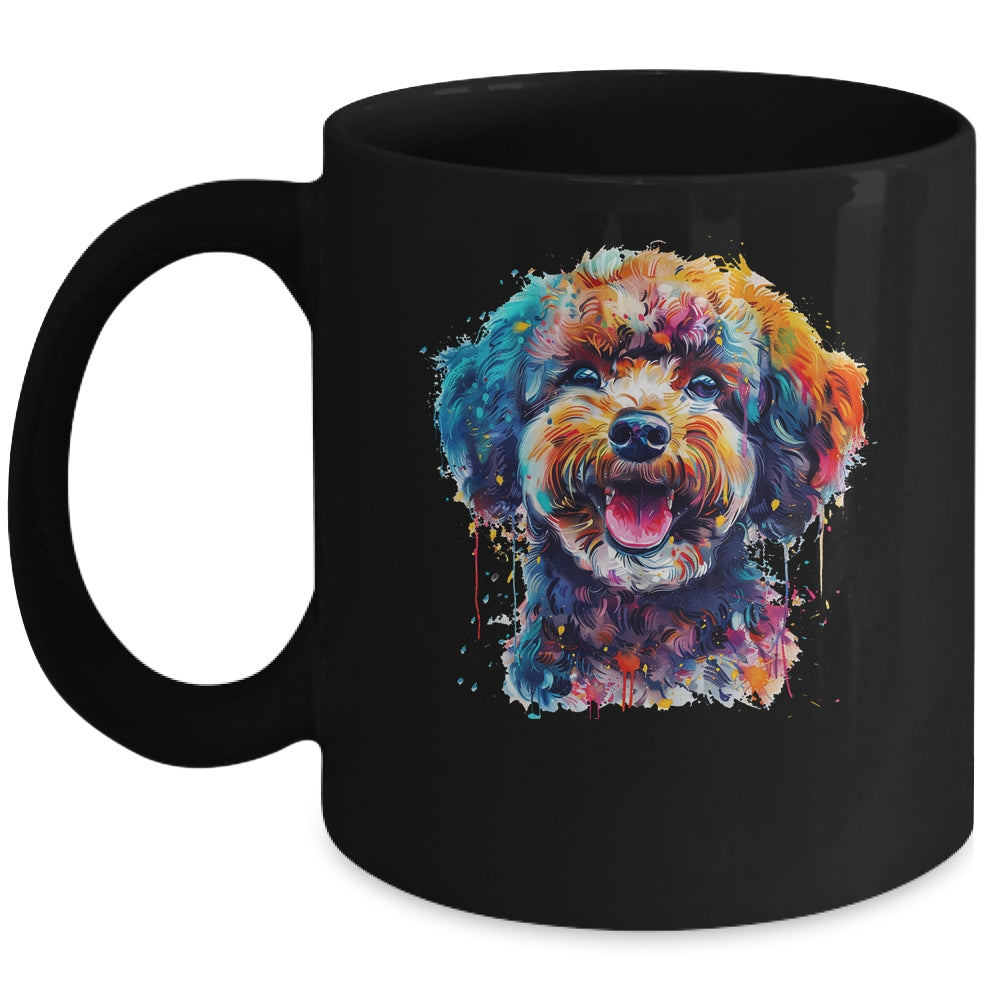 Poodle Mom Lover Puppy Dog Watercolor Tie Dye Painting Mug | siriusteestore