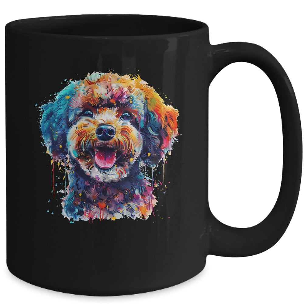 Poodle Mom Lover Puppy Dog Watercolor Tie Dye Painting Mug | siriusteestore