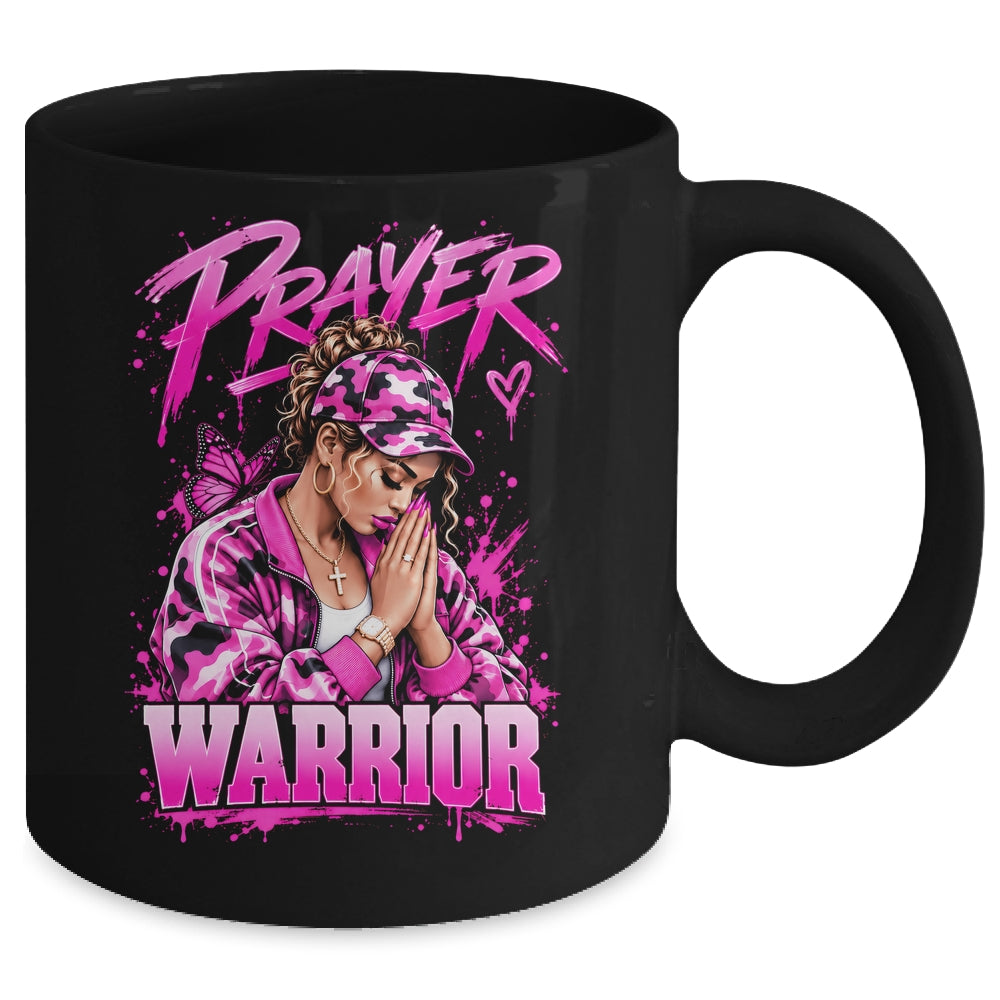 Prayer Warrior God Jesus Christian Pink Camo Black Woman Mug | siriusteestore