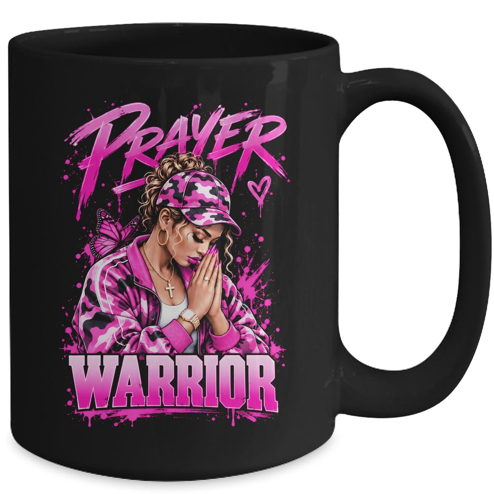 Prayer Warrior God Jesus Christian Pink Camo Black Woman Mug | siriusteestore