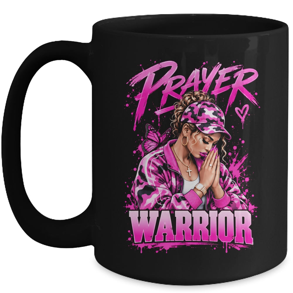 Prayer Warrior God Jesus Christian Pink Camo Black Woman Mug | siriusteestore