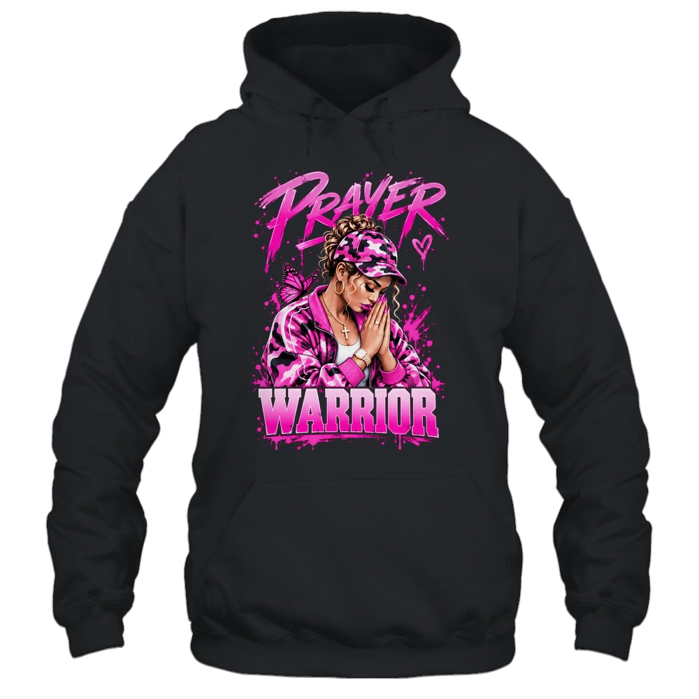 Prayer Warrior God Jesus Christian Pink Camo Black Woman Shirt & Hoodie | siriusteestore