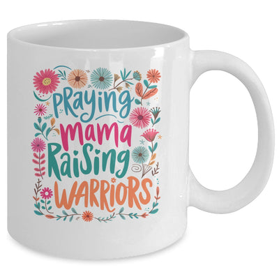 Praying Mama Raising Warriors Christian Mom Boho Floral Mug | siriusteestore
