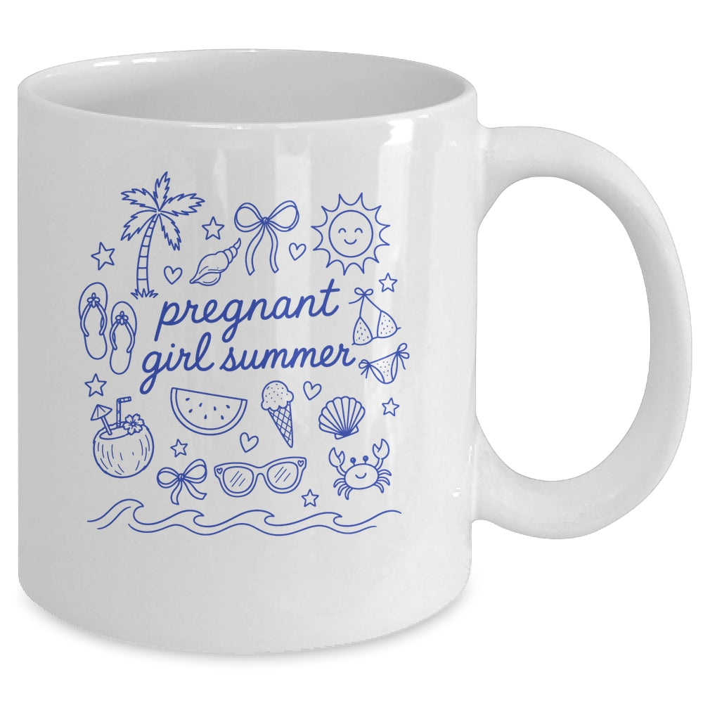 Pregnant Girl Summer Funny Baby Announcement Mom Mama Cute Mug | siriusteestore