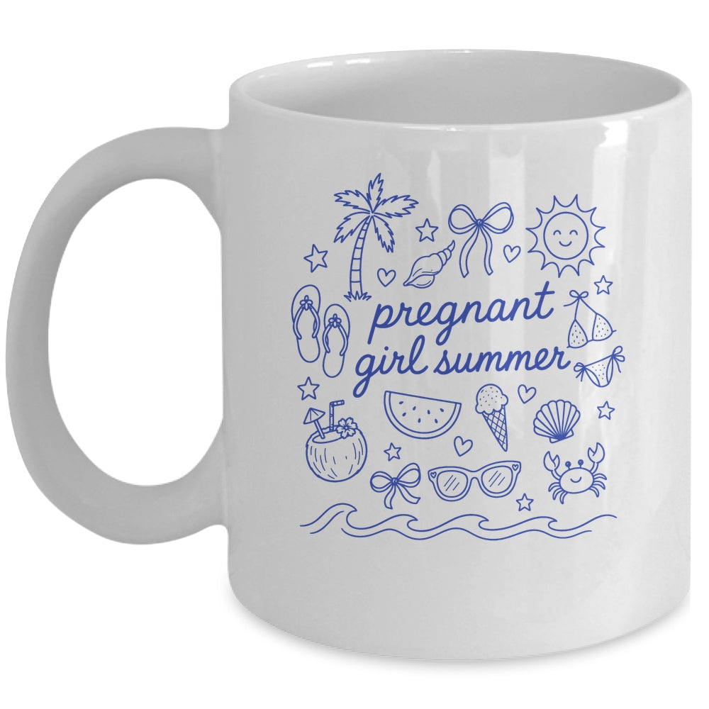 Pregnant Girl Summer Funny Baby Announcement Mom Mama Cute Mug | siriusteestore