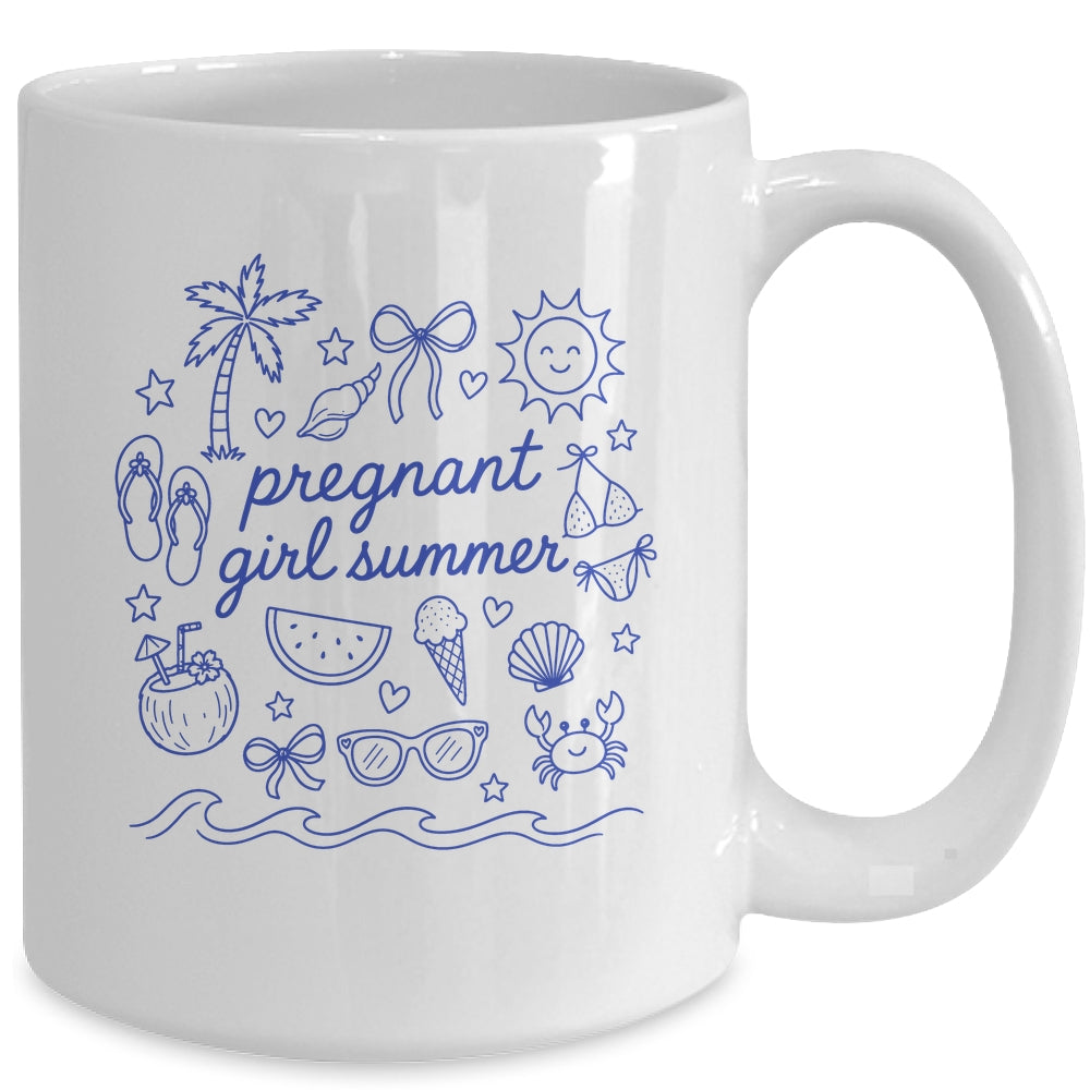 Pregnant Girl Summer Funny Baby Announcement Mom Mama Cute Mug | siriusteestore