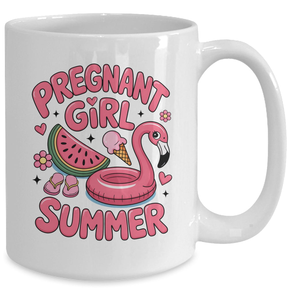 Pregnant Girl Summer Pregnancy Announcement Reveal Baby Mug | siriusteestore